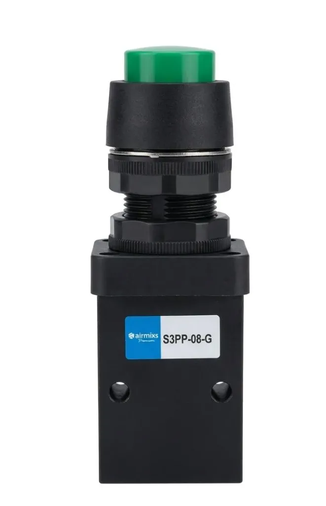 AIRMIXS S3PP-08-G Pneumatic 3/2-Way Mechanical Flush Push Button Valve (G1/4 Port)