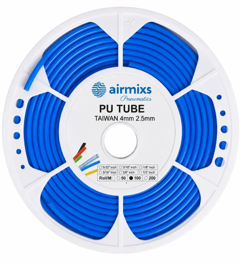 [Airmixs Blue PU Tube 4mm OD x 2.5mm] AIRMIXS Blue Polyurethane Pneumatic PU Tube – 4mm OD x 2.5mm ID (100 Meter Roll)