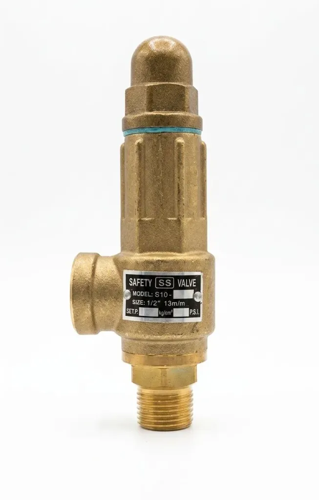 AIRMIXS S10T1/2"$ Bronze High-Pressure Safety Relief Valve with Sealed Cap (23 BAR)