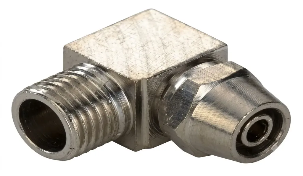 BL6-04 Nickel-Plated Brass Male Elbow Pneumatic Compression Fitting – 6mm Tube OD × 1/2" Thread AIRMIXS