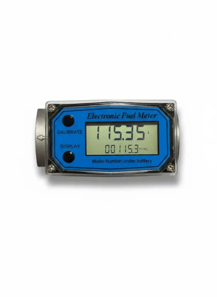 AIRMIXS Digital Electronic Fuel Meter – 1" Inline Turbine Flow Meter for Diesel & Kerosene