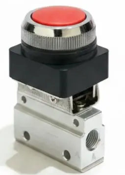 MOV-321PP AIRMIXS RED Flush Push Button Mechanical Pneumatic Valve 3/2 Way 1/8" Port, Momentary