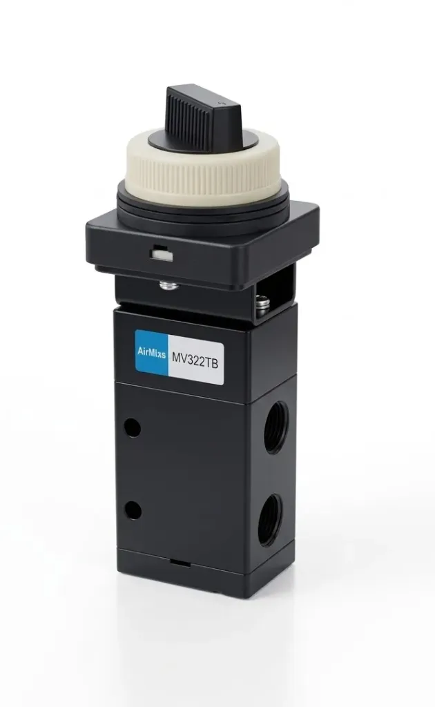 [MV322TB] MV322TB AIRMIXS Mechanical Control Valve 3/2-Way Selector Knob Actuator, G1/4 Port
