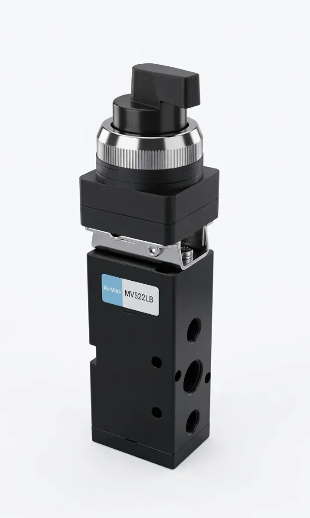 [MV522LB] MV522LB AIRMIXS Mechanical Control Valve 5/2-Way Latching Push-Button / Lockable Actuator, G1/4 Port
