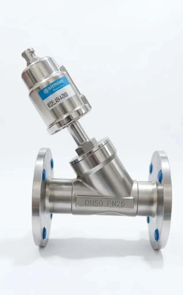 [ASV-A-DN50] ASV-A-DN50 AIRMIXS Stainless Steel Flanged Pneumatic Angle Seat Valve PN25