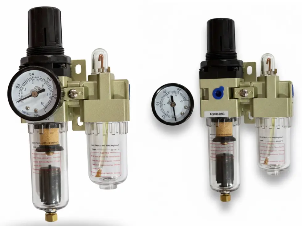 AC2010-02DG 1/4" AIRMIXS FRL Combination Unit – Filter, Regulator, and Lubricator with Gauge