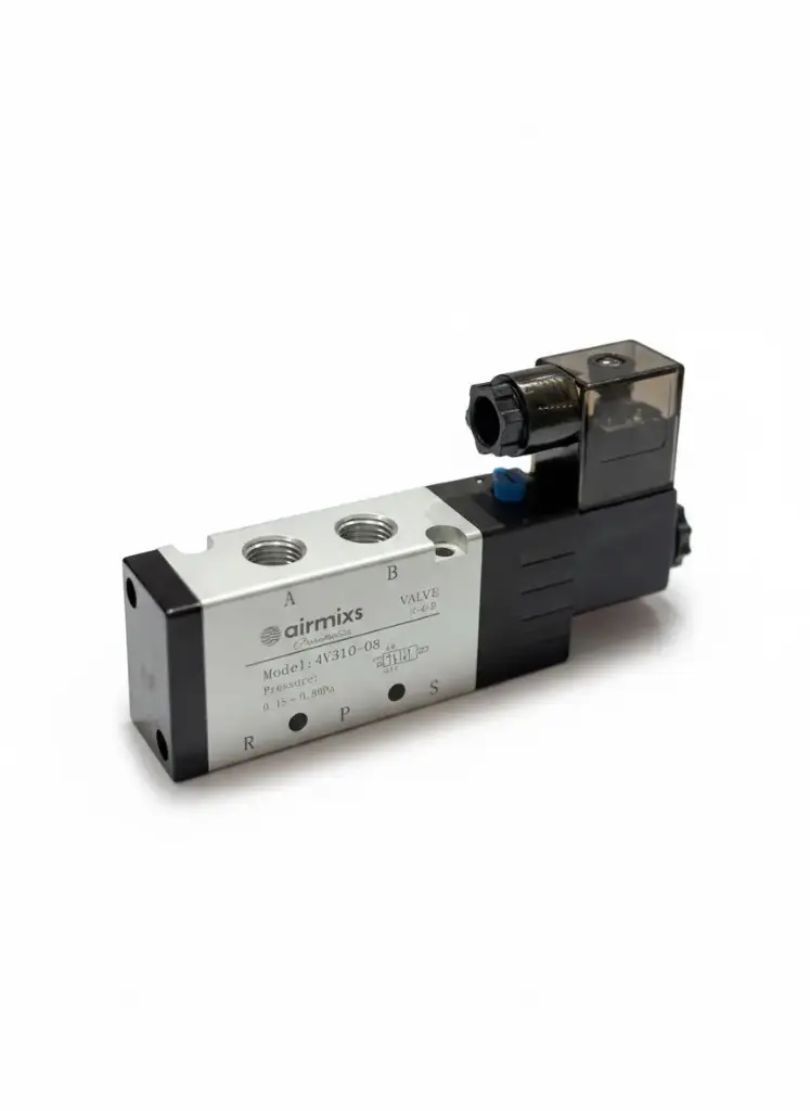 4V310-08 AIRMIXS Pneumatic Solenoid Valve – 1/4" Port, 5/2-Way Single Control (300 Series)