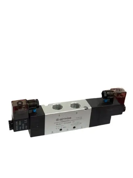[4V430E-15] 4V430E-15 AIRMIXS Pneumatic Double Solenoid Valve – 1/2" Port, 5/3-Way Exhaust Center