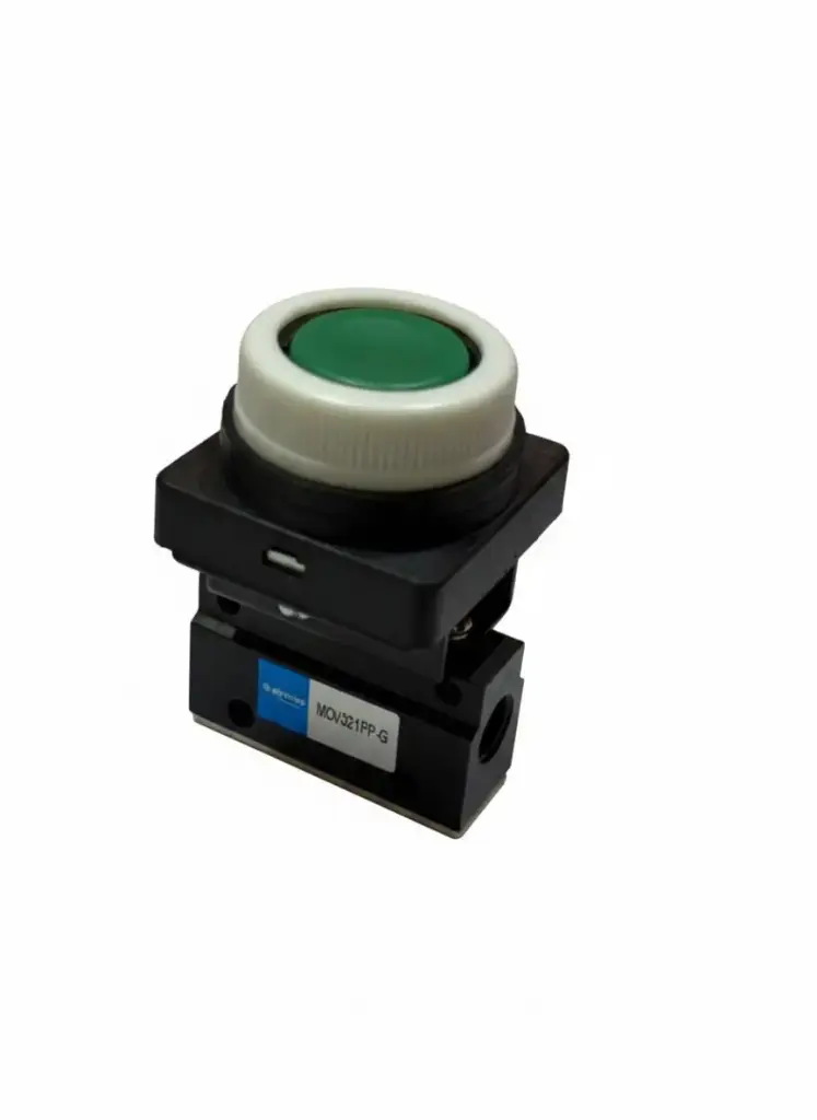 [MOV-321PP-G] MOV-321PP-G AIRMIXS Green Flush Push Button Mechanical Valve – 3/2 Way 1/8" Port