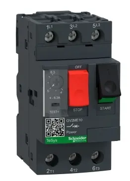 Motor circuit breaker, TeSys GV2, 3P, 4-6.3 A, thermal magnetic, screw clamp terminals Schneider : GV2ME10 