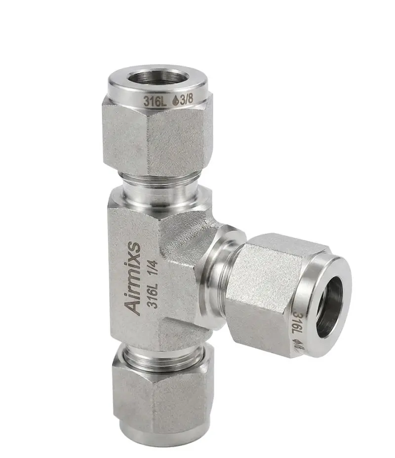 AIRMIXS TKT-PE 3/8 High-Precision 316L Stainless Steel Union Tee Fitting
